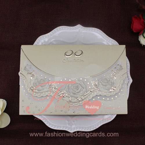 Most Beautiful Rose Embossed Wedding Invitations